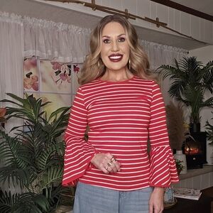 Red & White Striped Top